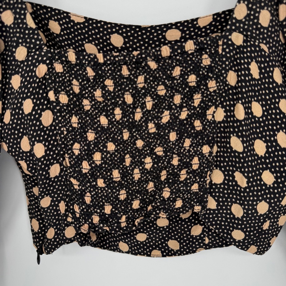 WHIMSY + ROW EDEN CROP TOP BLACK / BEIGE MEDIUM SMOCKED - Picture 7 of 9